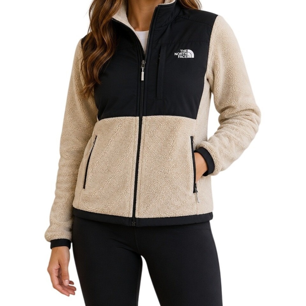 The North Face Tan Navy Blue Denali 2 Fleece Jacket Women's Small